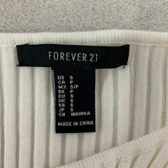 Forever 21 Cropped Top Women's Small White Ribbed - Picture 3 of 4